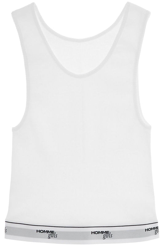 Homme Girls white cotton sleeveless crop top Topwear Homme Girls