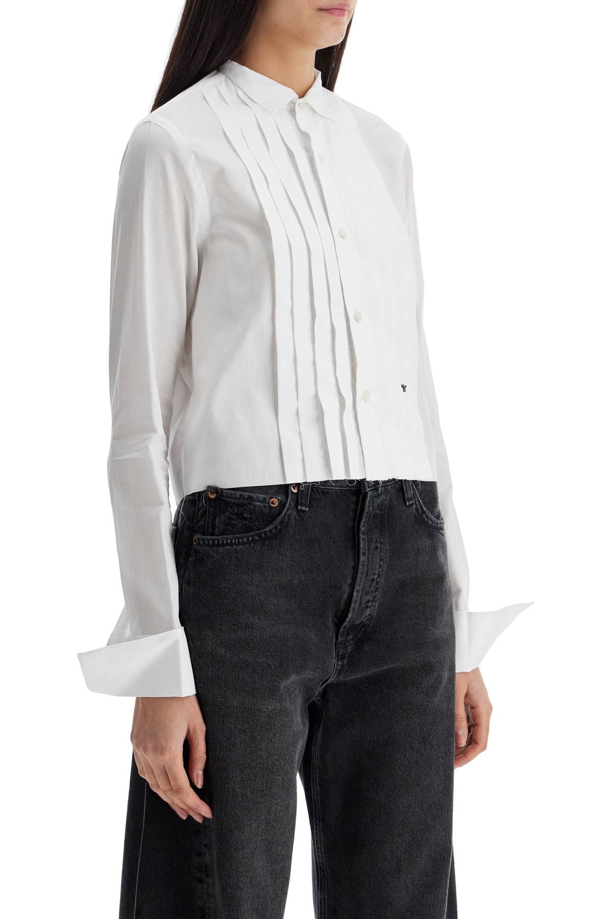 Homme Girls white cropped tuxedo shirt with wide neckline Topwear Homme Girls