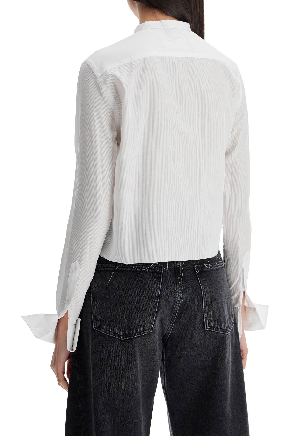 Homme Girls white cropped tuxedo shirt with wide neckline Topwear Homme Girls