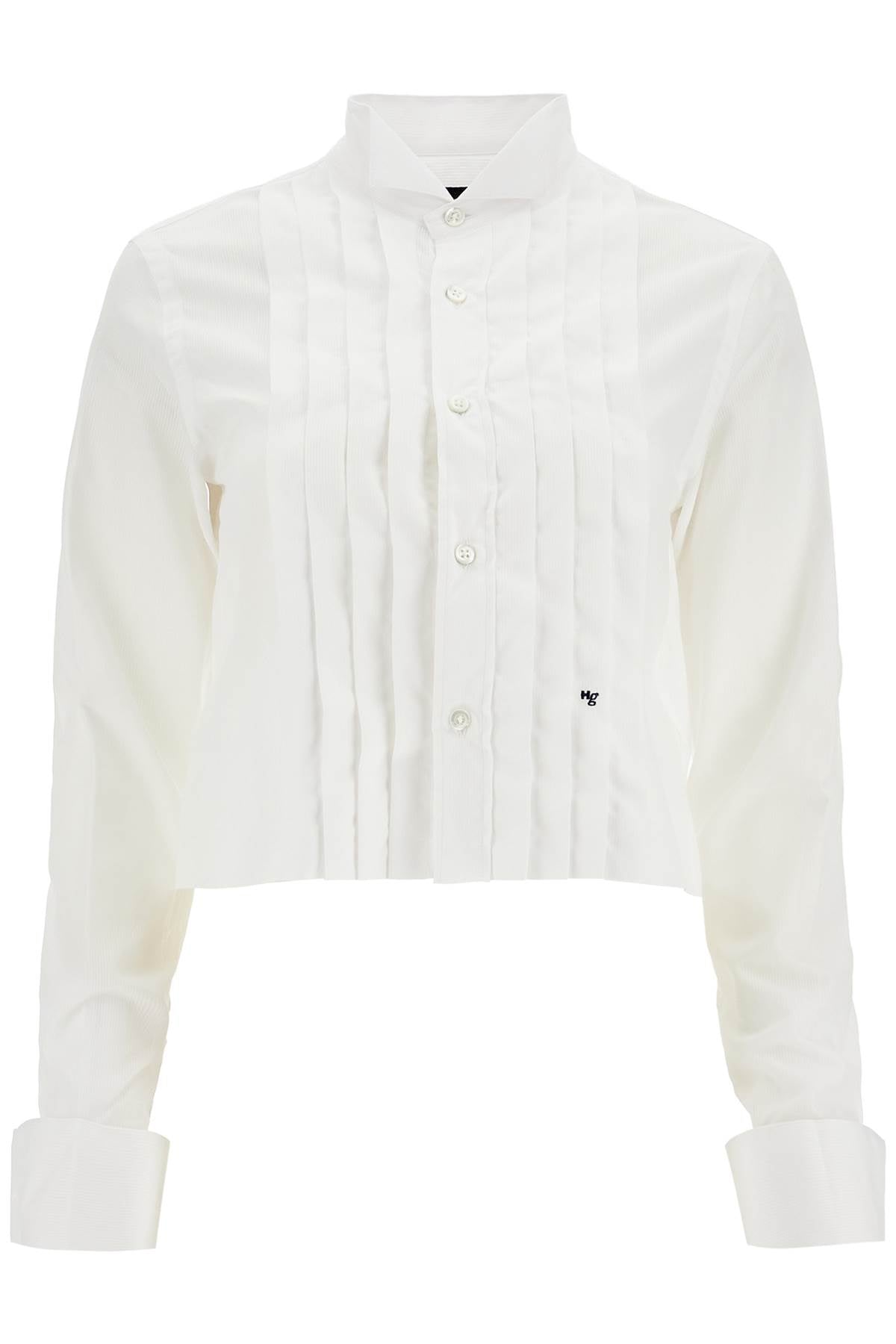 Homme Girls white cropped tuxedo shirt with wide neckline Topwear Homme Girls