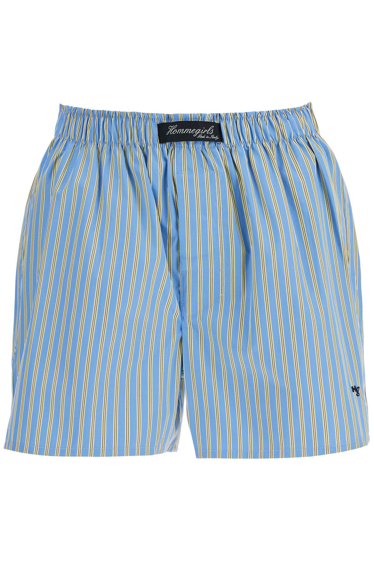 Homme Girls blue cotton boxer shorts with vertical yellow stripes Short trousers Homme Girls