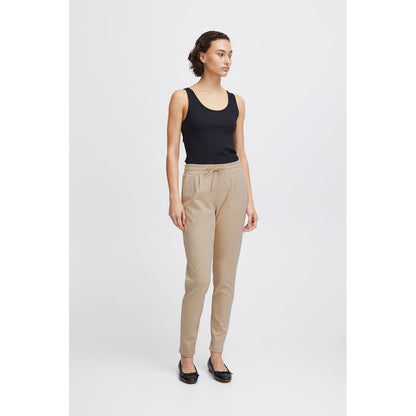 ICHI Beige Polyester Pants ICHI