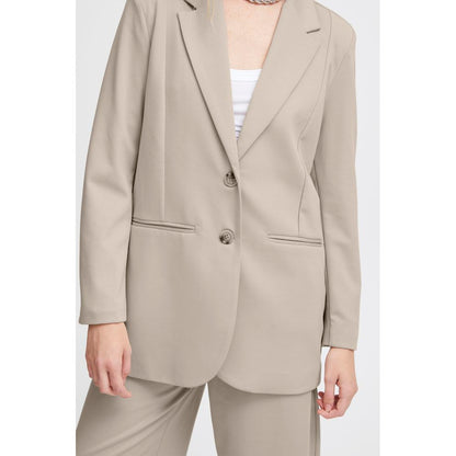 ICHI Beige Recycled Polyester Blazer ICHI