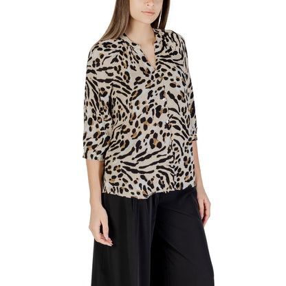 ICHI Beige Viscose Blouse ICHI