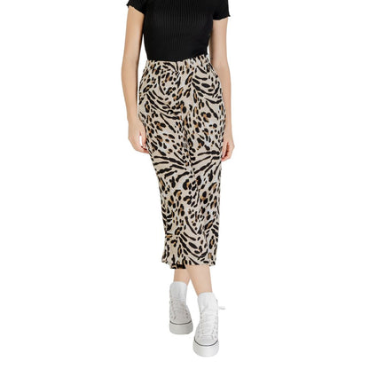 ICHI Beige Viscose Cropped Pants ICHI