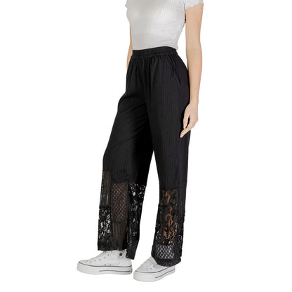 ICHI Black Cotton Pant ICHI