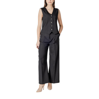 ICHI Black Polyester Pant ICHI