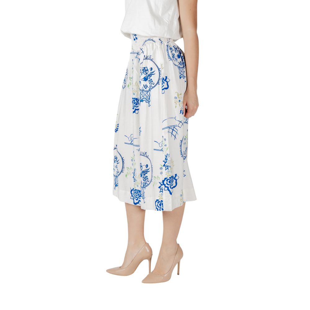 ICHI White Viscose Skirt