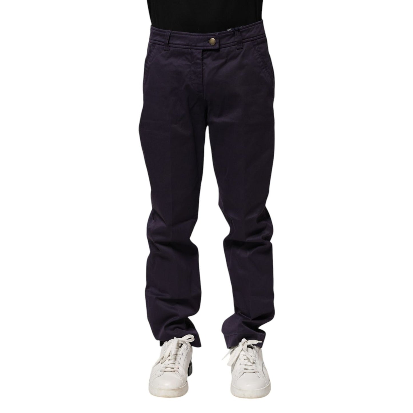 Incotex Dark Purple Mid Waist Casual Straight Pants Incotex