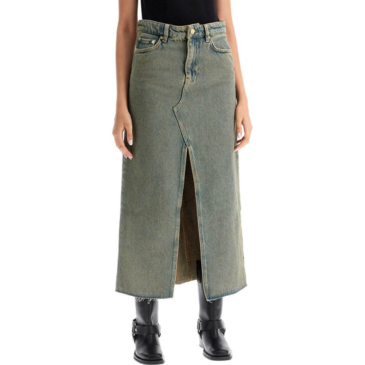 Ganni long overdyed denim maxi skirt Skirts Ganni