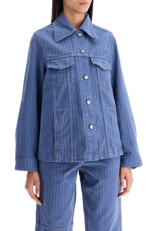 Ganni "striped overdyed denim jacket Jackets Ganni