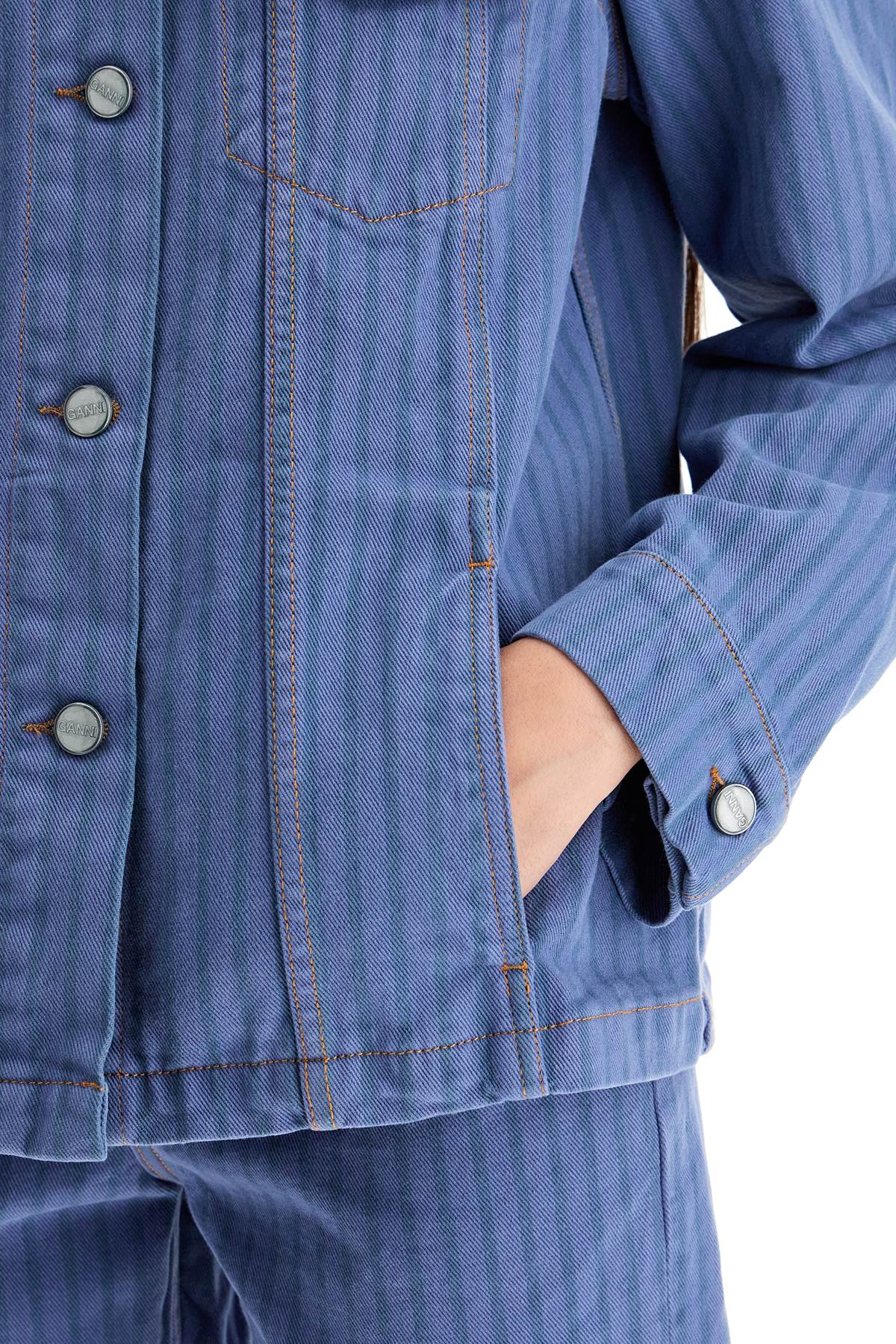 Ganni "striped overdyed denim jacket Jackets Ganni