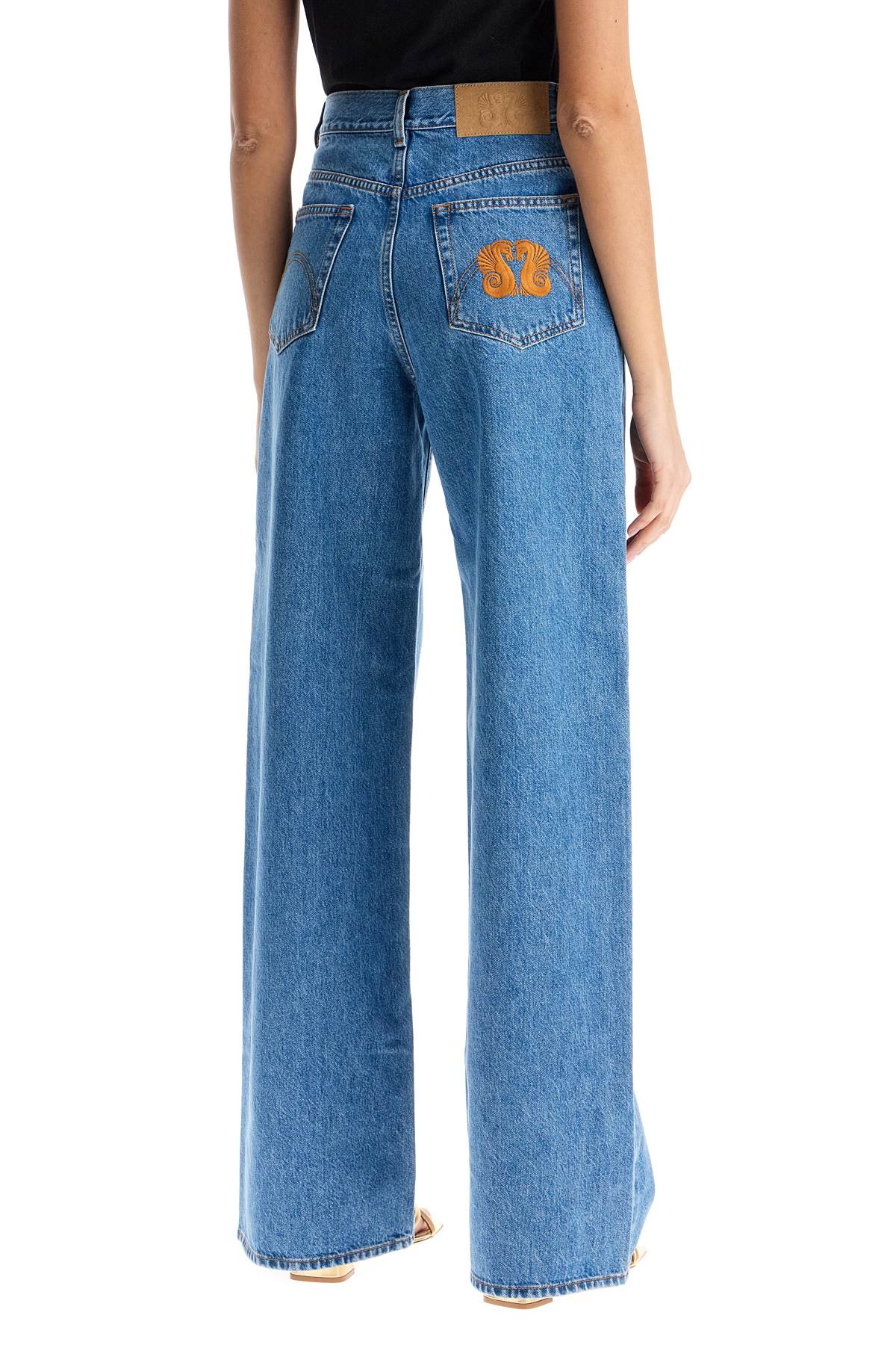 Blaze Milano blue cotton jeans with orange embroidery Jeans Blaze Milano