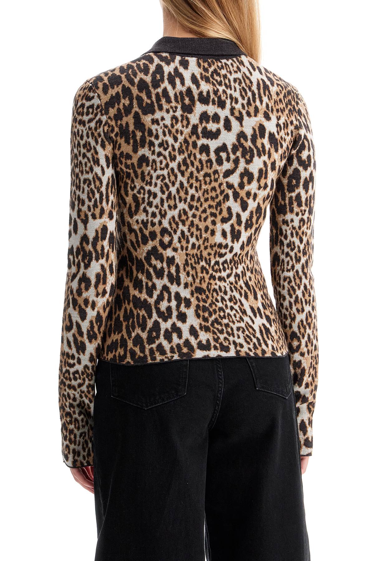 Ganni animal print jacquard knit polo Knitwear Ganni