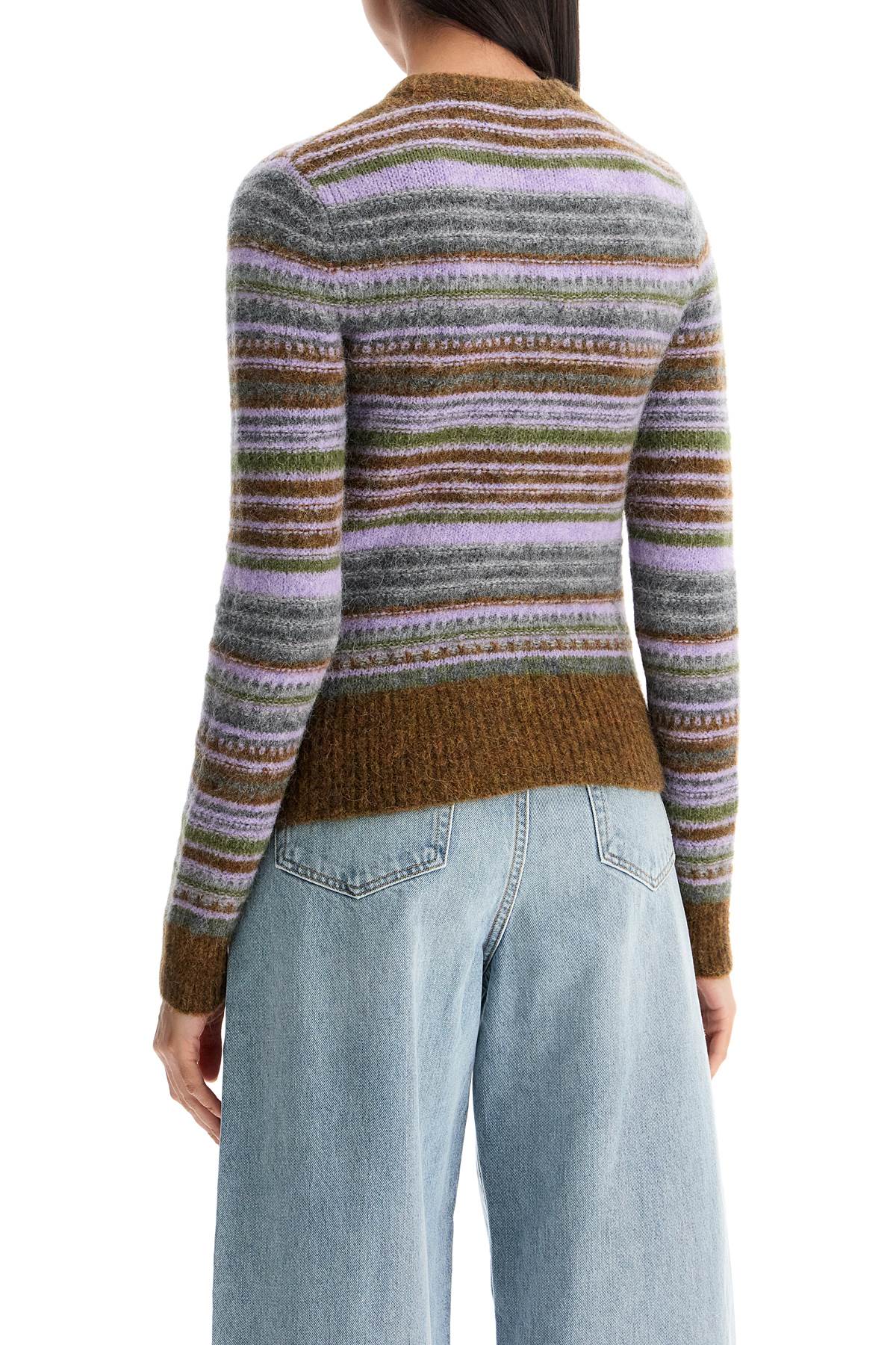 Ganni soft striped cardigan with fluffy Knitwear Ganni