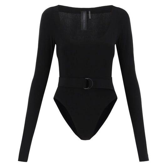 Norma Kamali belted long-sleeved bodysuit Topwear Norma Kamali