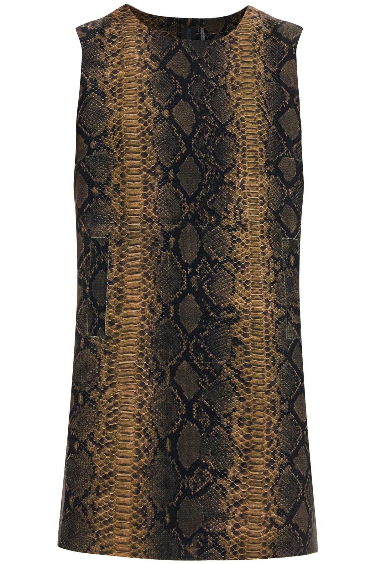 Norma Kamali brown python print sleeveless mini dress Dresses Norma Kamali