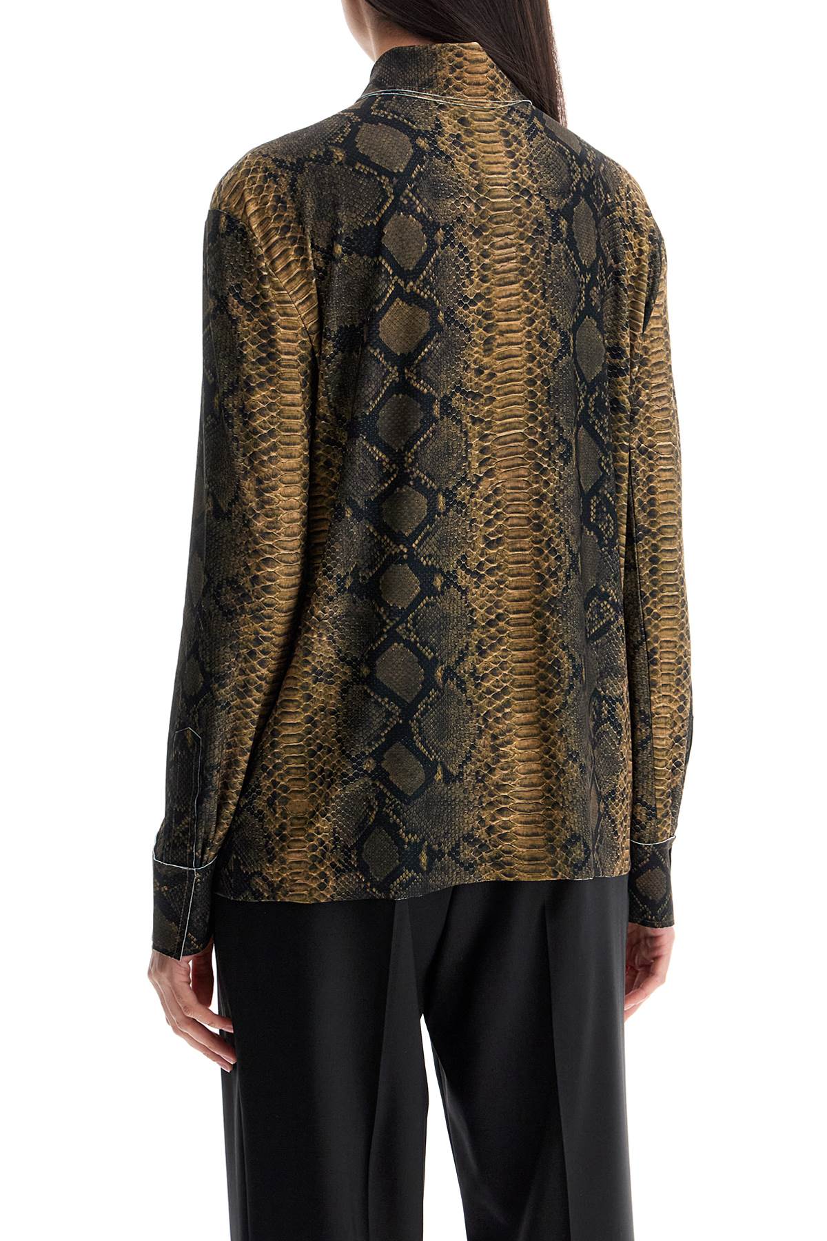 Norma Kamali brown python print long sleeve shirt Topwear Norma Kamali