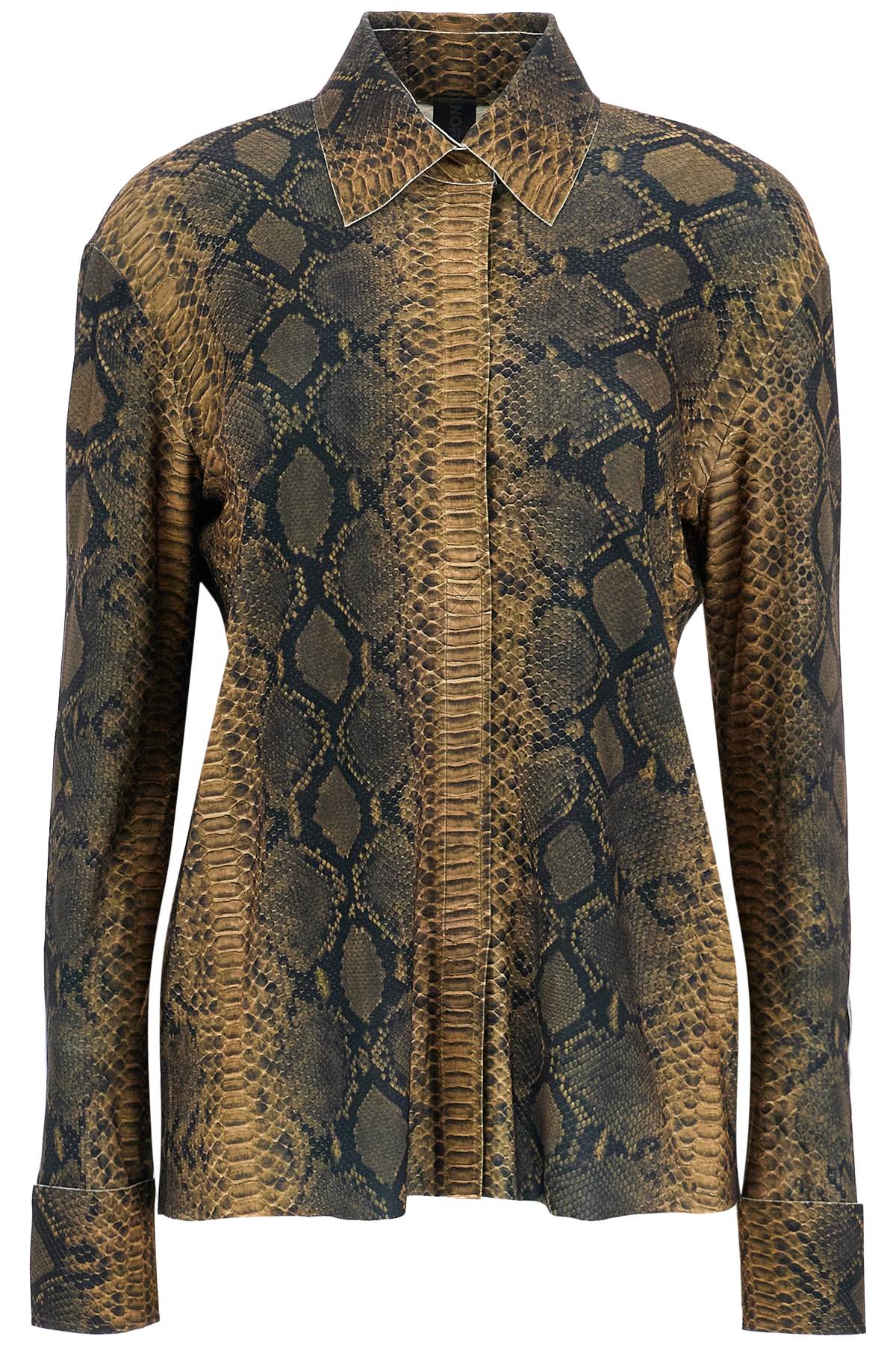 Norma Kamali brown python print long sleeve shirt Topwear Norma Kamali