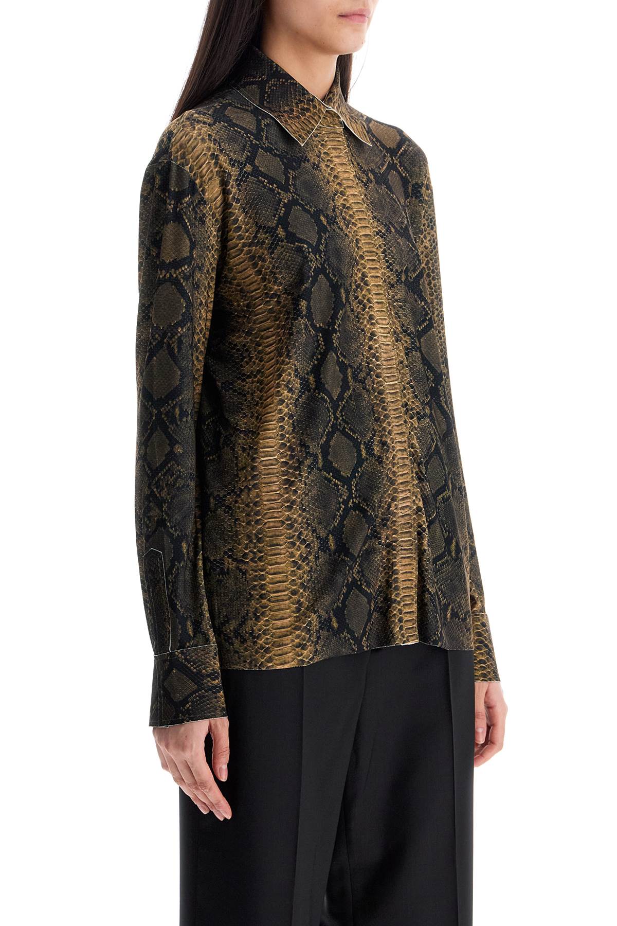 Norma Kamali brown python print long sleeve shirt Topwear Norma Kamali