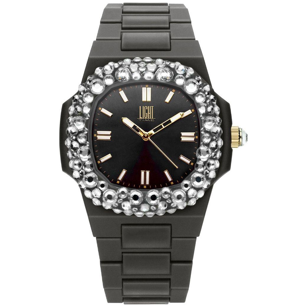 LIGHT TIME Mod. VELVET NAUTILUS - Black Clear Strass WATCHES LIGHT TIME