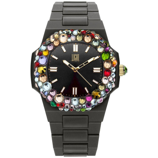 LIGHT TIME Mod. VELVET NAUTILUS - Black Rainbow Strass WATCHES LIGHT TIME