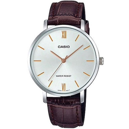 CASIO COLLECTION Mod. MINIMAL. LEATHER - SILVER WATCHES