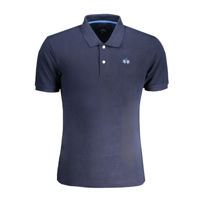 La Martina Blue Cotton Men Polo Shirt