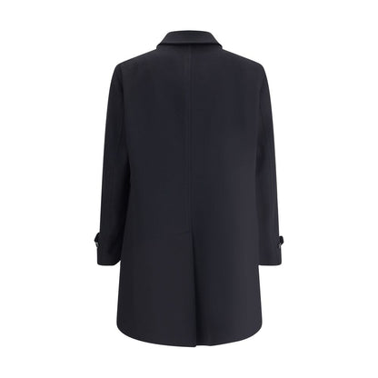 Lardini Black Fleece Wool Trench Coat Lardini