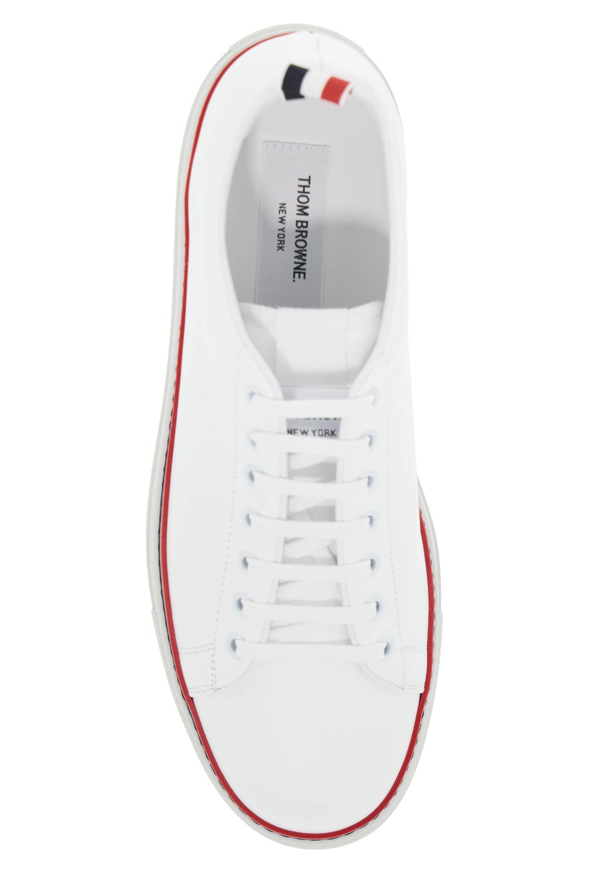 Thom Browne smooth leather sneakers with tricolor detail. Sneakers Thom Browne