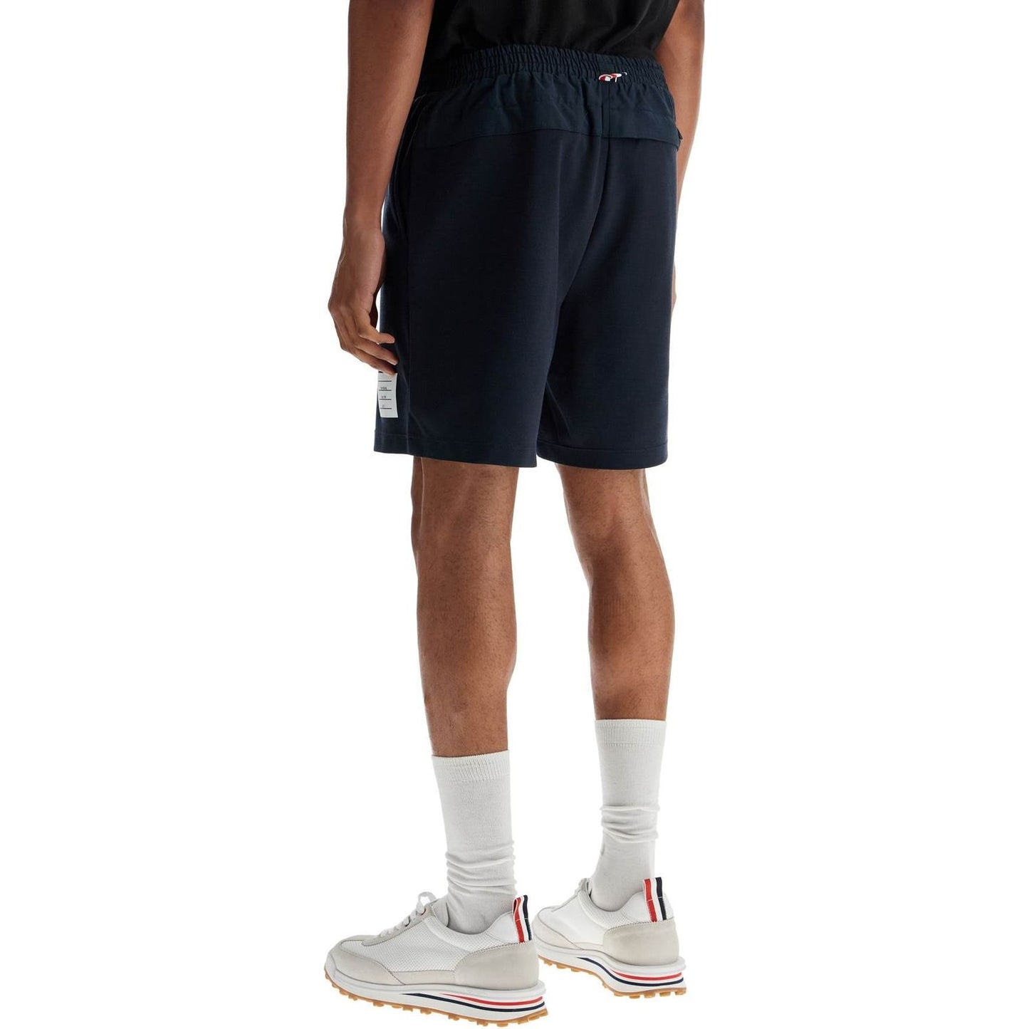 Thom Browne navy combo mid thigh ripstop and wool shorts