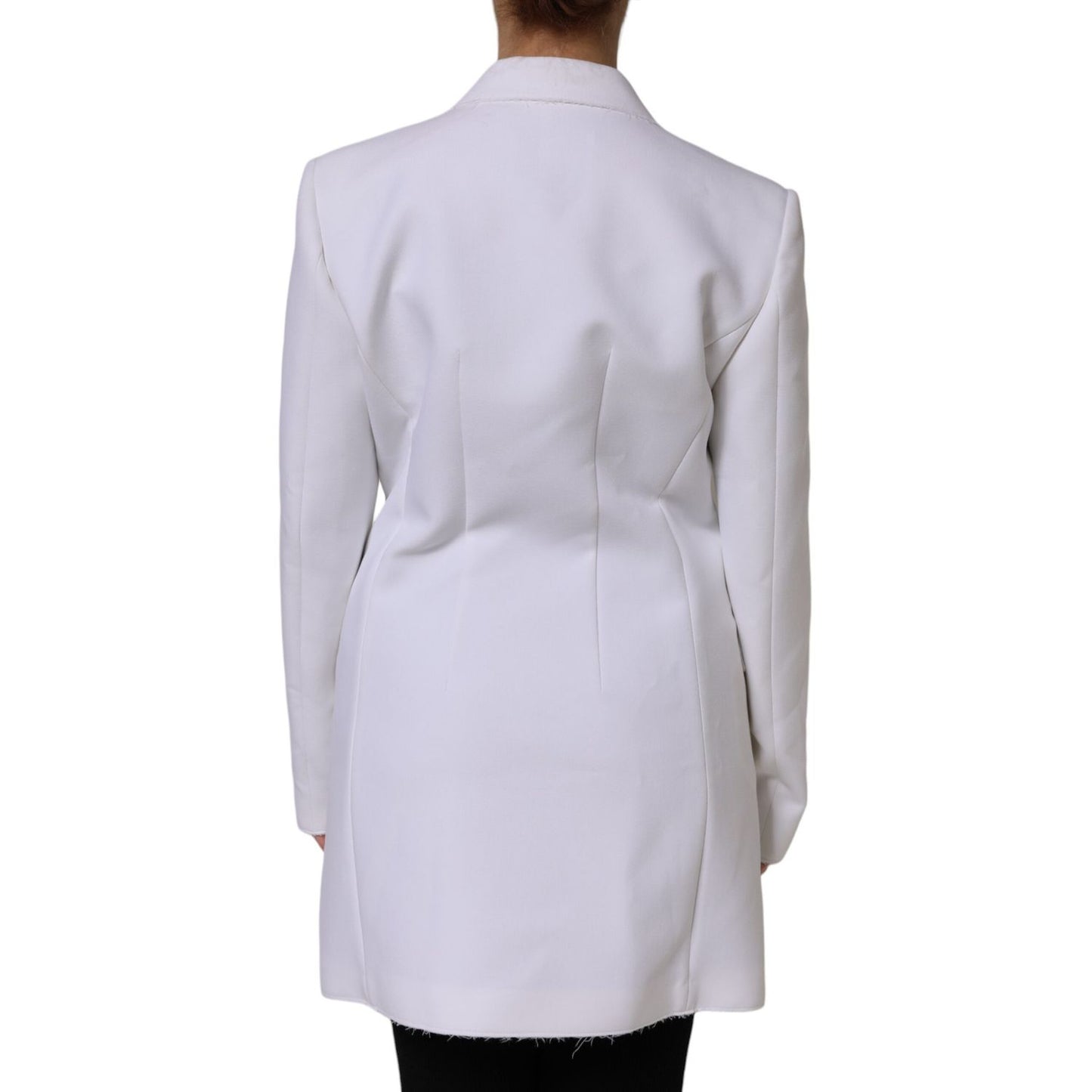 MSGM White Polyester Long Sleeves Ruffled Wrap Jacket MSGM