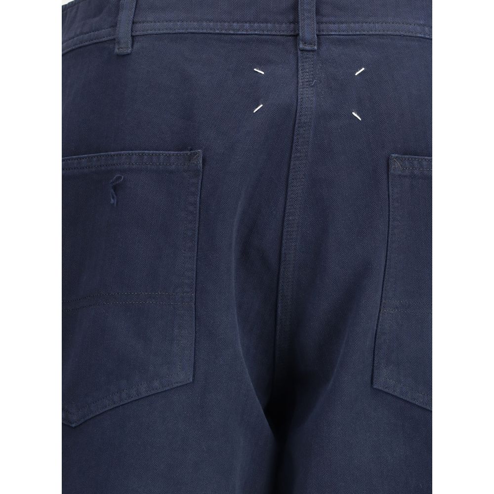 Margiela Blue Cotton Casual Pants Margiela