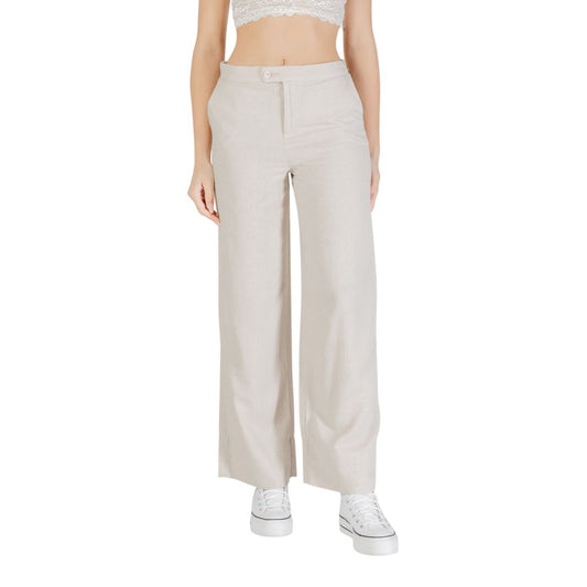 Only Beige Viscose Casual Pants Only