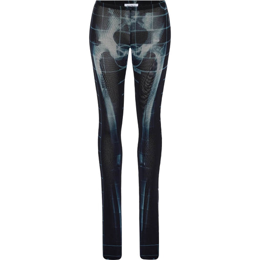 JEAN PAUL GAULTIER black polyamide pants with skeleton print Trousers JEAN PAUL GAULTIER