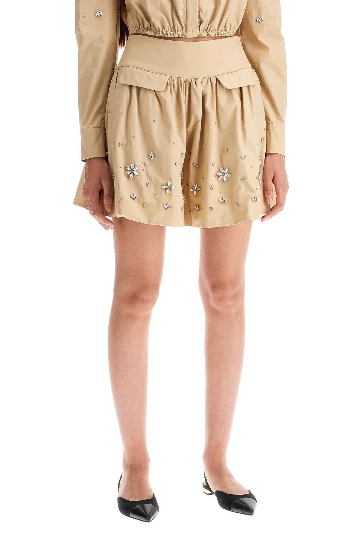 Self-Portrait Self Portrait 'poplin mini skirt with crystal Skirts Self-Portrait