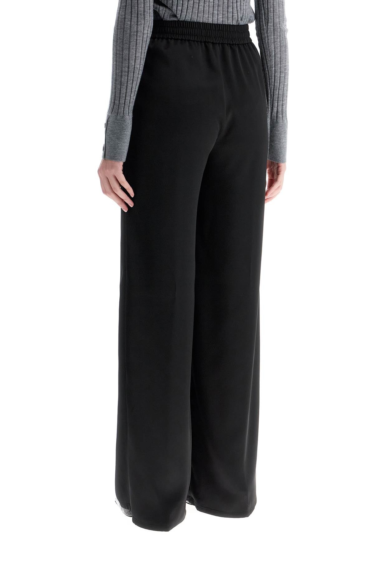 HERNO wide leg high waist black satin trousers for women Trousers HERNO