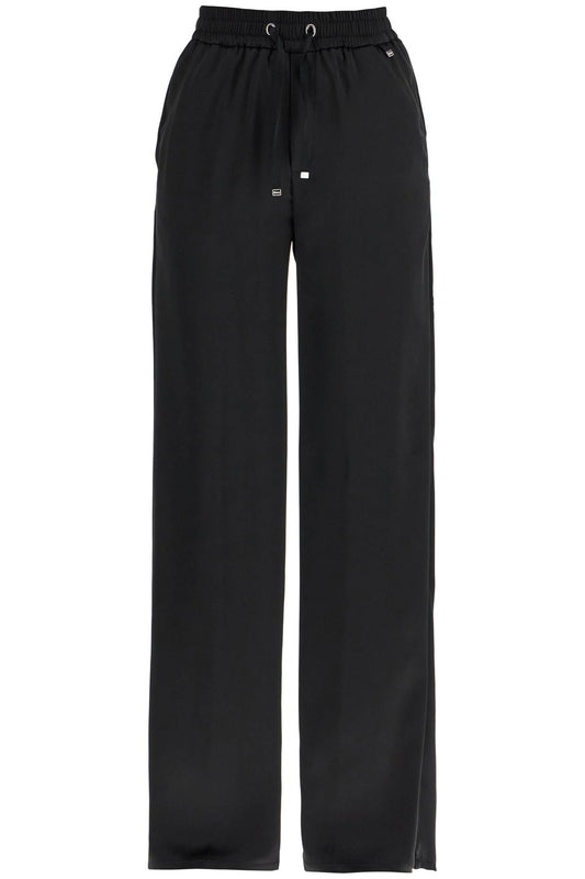 HERNO wide leg high waist black satin trousers for women Trousers HERNO