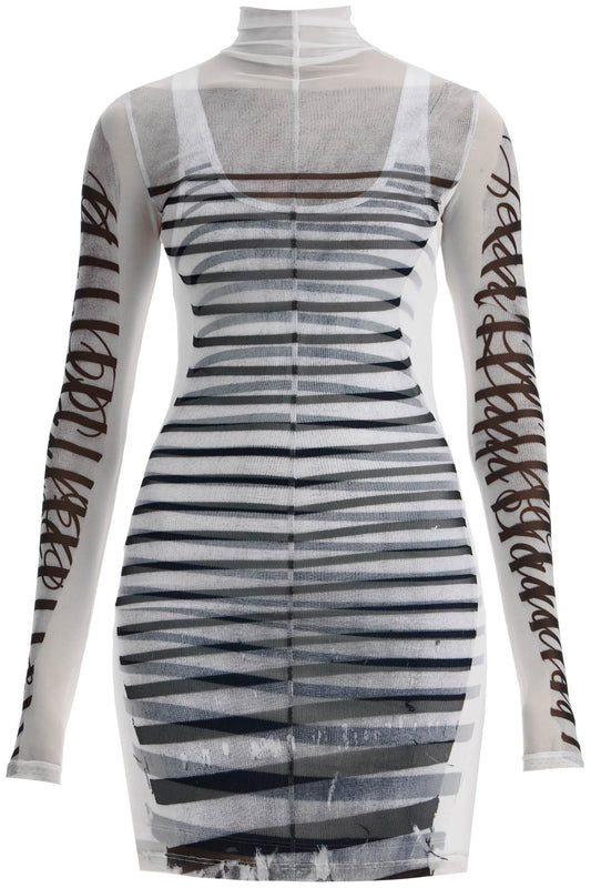 JEAN PAUL GAULTIER double layer mini dress with marinière print Dresses JEAN PAUL GAULTIER