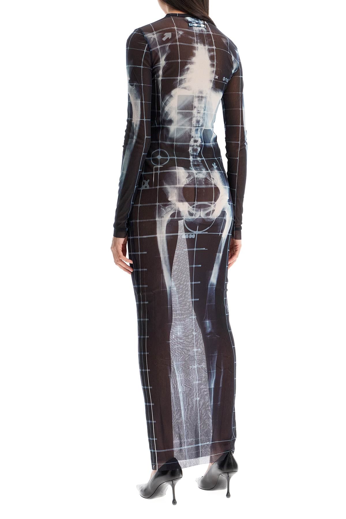 JEAN PAUL GAULTIER long dress with x-ray print in black*** blue*** and light blue squeletor Dresses JEAN PAUL GAULTIER