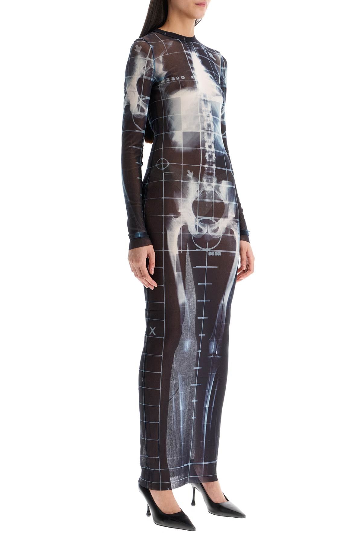 JEAN PAUL GAULTIER long dress with x-ray print in black*** blue*** and light blue squeletor Dresses JEAN PAUL GAULTIER