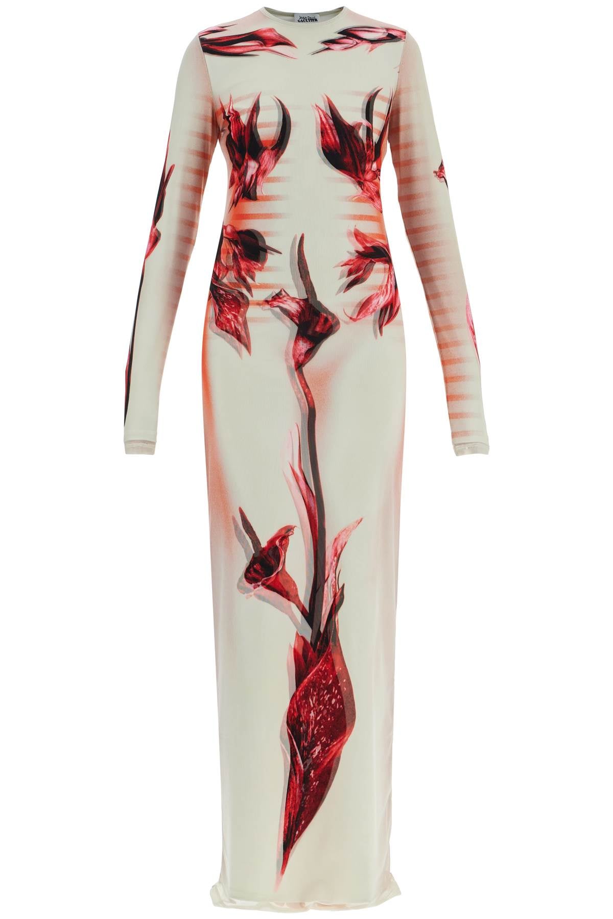 JEAN PAUL GAULTIER long dress flower body morphing pink floral slim Dresses JEAN PAUL GAULTIER