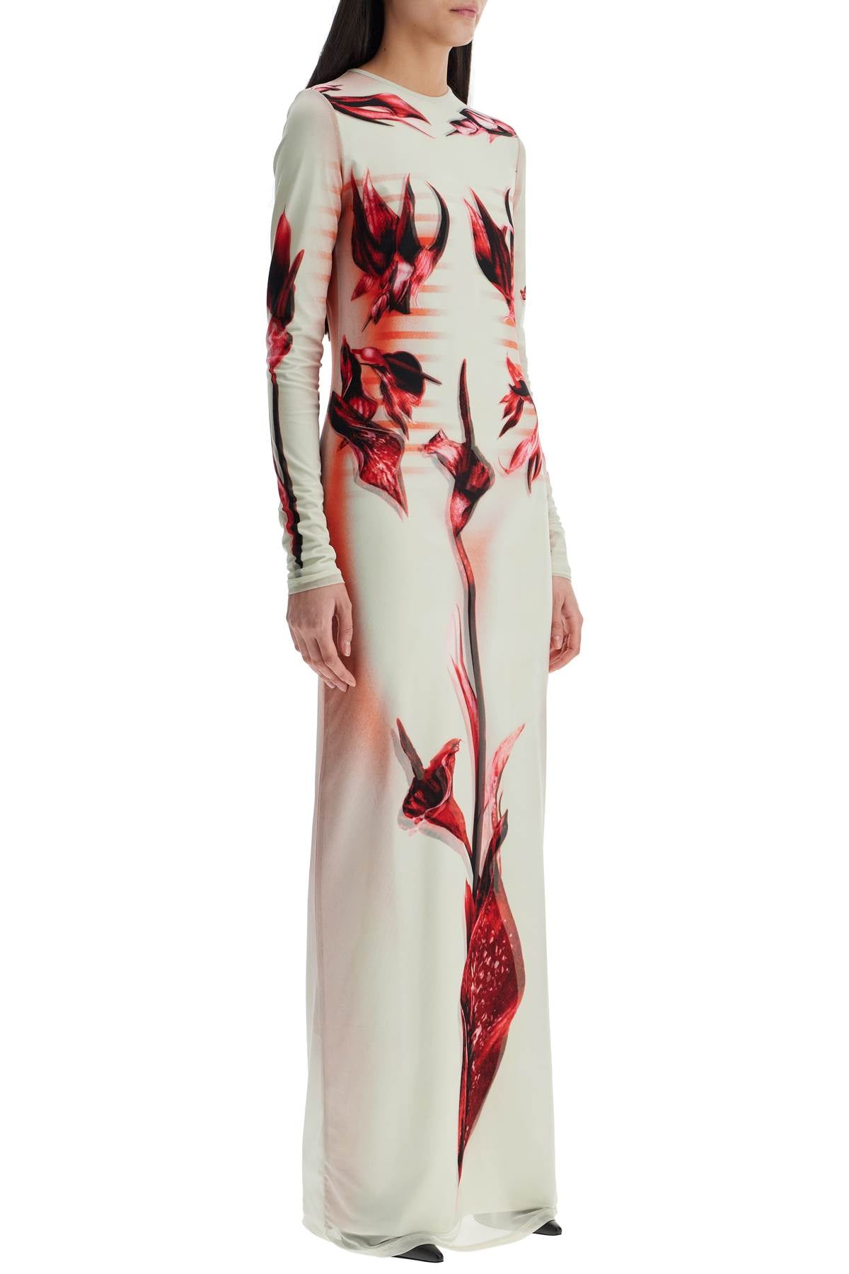 JEAN PAUL GAULTIER long dress flower body morphing pink floral slim Dresses JEAN PAUL GAULTIER