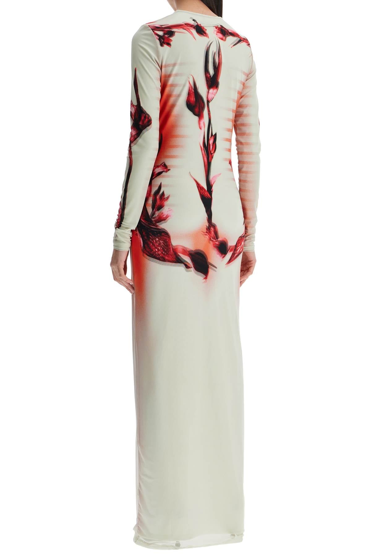 JEAN PAUL GAULTIER long dress flower body morphing pink floral slim Dresses JEAN PAUL GAULTIER