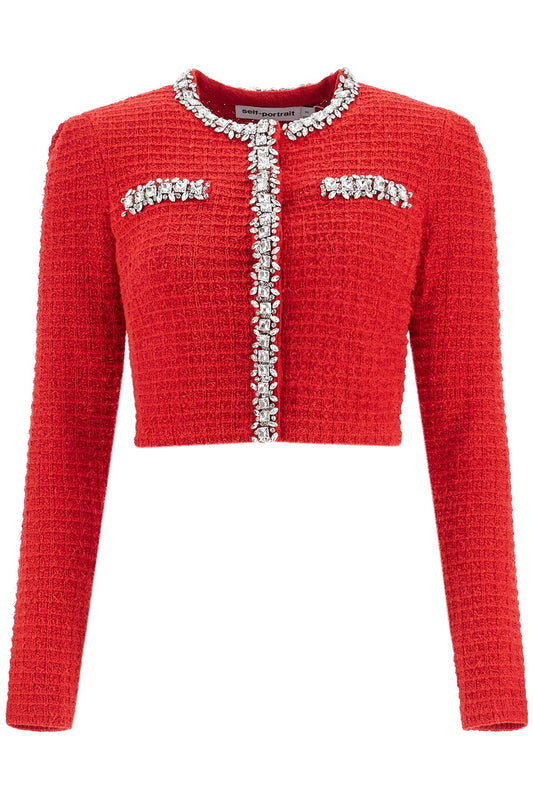 Self-Portrait Self Portrait short cardigan with crystals Knitwear Self-Portrait