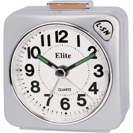 ELITE Sveglia silent con luce e snooze - ARGENTO - Silent alarm clock with light and snooze - SILVER CLOCKS,Sveglia
