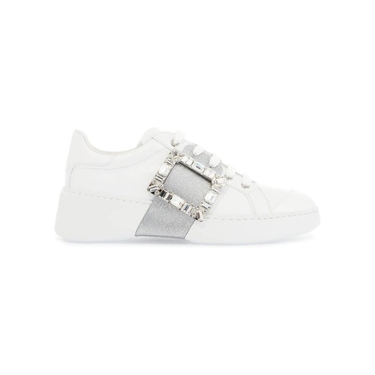 Roger Vivier white viv skate sneakers with rhinestone buckles