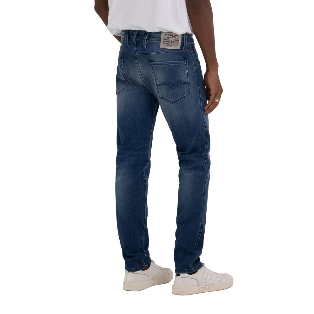 Replay Blue Cotton Straight-Leg Jeans Replay