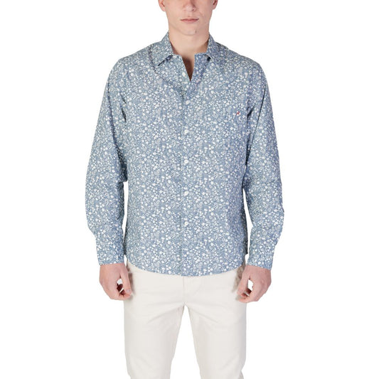 Replay Light Blue Cotton Pattern Shirt Replay