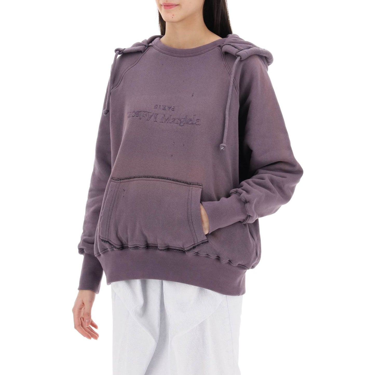 Maison Margiela hoodie with reverse logo and hood Topwear Maison Margiela